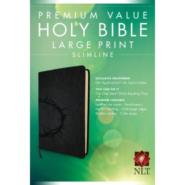 NLT Premium Value L/P Slimline Bible L/L Onyx Crown - Tyndale